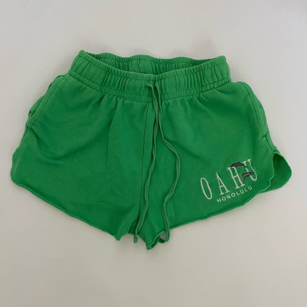 green hawaii sweat shorts